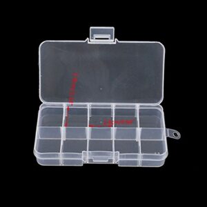 yueton 2 Pcs 10 Compartment Slot Adjustable Jewelry Bead Organizer Box Storage Container Case (Clear+Blue)