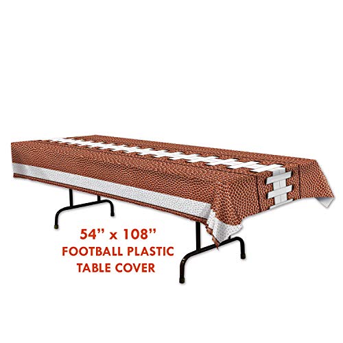 Football Party Supplies - Sturdy Plastic Game Ball Table Cover 54" x 108" (2 Pack)