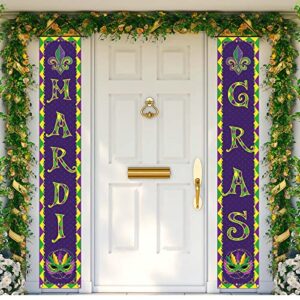 linen mardi gras porch banner carnival party decorations purple yellow green diamond lattice front door sign wall hanging decorations and supplies for home office