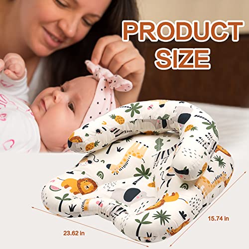 Dad-baby 4-in-1 Baby Lounger,Baby Seat,Tummy Time Pillow&Seated Support, Pillow Support for Newborn and Older Babies,Detachable Support Infant Floor Seat, Newborn Essentials & Baby Registry Search