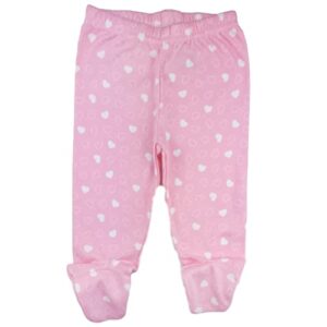 123 Bear 100% Cotton Baby Pants with Footies 100% Cotton Unisex Boys Girls (Newborn, 2-Pack Pink2)