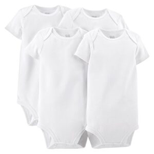 carter’s just one you unisex baby 4 pack short-sleeve bodysuit white (12 months)
