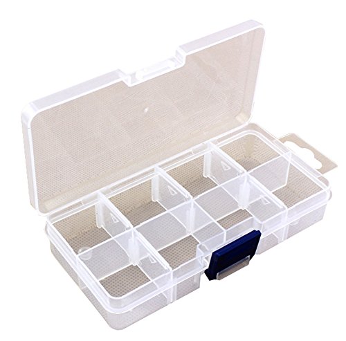 8 Grid Portable Clear Hard Plastic with Removable Dividers Art Craft Storage Container Jewelry Ring Earring Beads Sewing Pills Accessories Storage Organizer Box Case