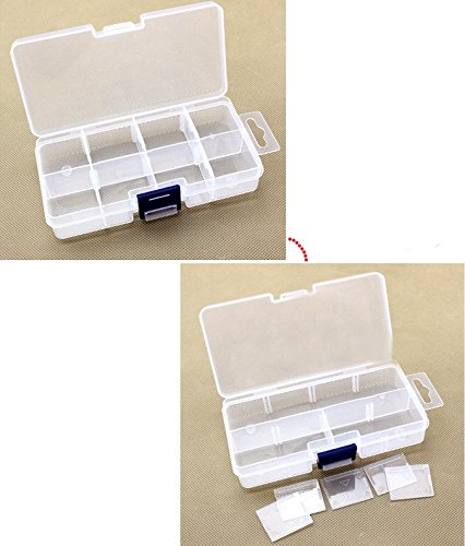 8 Grid Portable Clear Hard Plastic with Removable Dividers Art Craft Storage Container Jewelry Ring Earring Beads Sewing Pills Accessories Storage Organizer Box Case