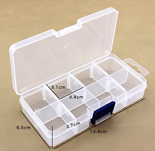 8 Grid Portable Clear Hard Plastic with Removable Dividers Art Craft Storage Container Jewelry Ring Earring Beads Sewing Pills Accessories Storage Organizer Box Case