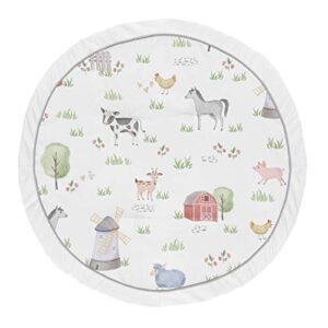 sweet jojo designs farm animals boy girl baby playmat tummy time infant play mat – watercolor farmhouse horse cow sheep pig