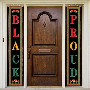 Black History Month Decoration Outdoor Black Proud Porch Sign Banner African American Juneteenth Kwanzaa Decoration and Supplies for Home Party