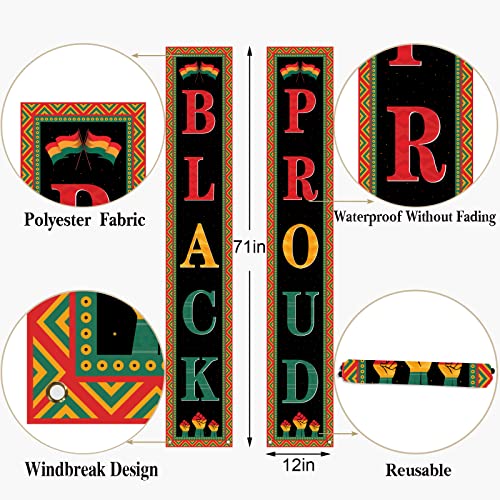 Black History Month Decoration Outdoor Black Proud Porch Sign Banner African American Juneteenth Kwanzaa Decoration and Supplies for Home Party