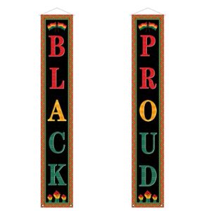 Black History Month Decoration Outdoor Black Proud Porch Sign Banner African American Juneteenth Kwanzaa Decoration and Supplies for Home Party