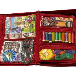 Yazzii Crafter's Companion Organizer Bag with 16 Pockets - Arts & Crafts Storage Tote Organizer - Multipurpose Storage Organizer for Crafts, Sewing & Quilting Notions, & Art Supplies Red