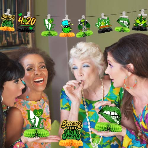 8pcs Weed Honeycomb Centerpieces,420 Decorations for Weed Party, Weed Party Decorations for Adults, Marijuana Weed Leaf Have a Dope Birthday Party Supplies