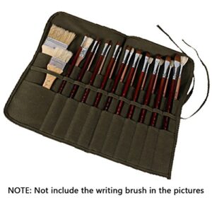 1 Pack Artist Paint Brush Roll Up Bag Holder Canvas Pouch Storage for Acrylic,Oil & Watercolor Art Paintbrushes,Green by DINGJIN