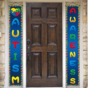 autism awareness porch banner puzzle piece heart support april party front door sign wall hanging banner decoration