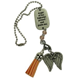 Abbey & CA Gift Angel of The Highway Orange Tassel Angel Car Charm W/ Beads