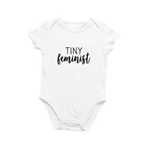 printique onesie organic baby one piece short sleeve cute feminism bodysuit, 0-12 months – tiny feminist (3-6 months)