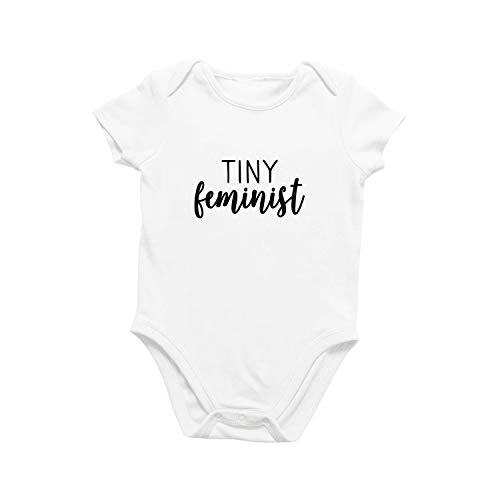 Printique Onesie Organic Baby One Piece Short Sleeve Cute Feminism Bodysuit, 0-12 Months - Tiny Feminist (3-6 Months)