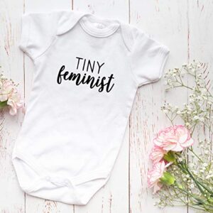 Printique Onesie Organic Baby One Piece Short Sleeve Cute Feminism Bodysuit, 0-12 Months - Tiny Feminist (3-6 Months)