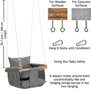 Mass Lumber Canvas Baby Swing Seat with Safety Belt, Ceiling Hardwares, Storage Bag – Toddler Swings for Outside Baby Swing Outdoor Infant Swing Outdoor Baby Swings for Infants Outdoor Toddler Swing