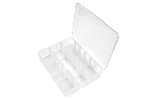 SE 14 Compartment Translucent Plastic Storage Container with Adjustable Sections - 87065DB