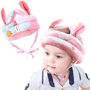 orangehome toddler walking helmet, baby bumper protect hat head cushion breathable, kids anti-fall safety cap for walking and playing-light pink