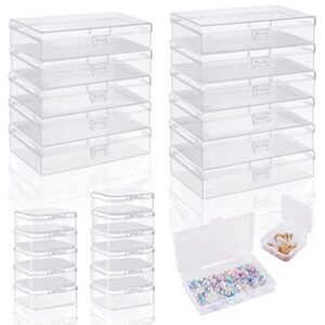 24 pcs mixed sizes clear plastic storage containers, small rectangular storage organizer with lid,beads storage box for storage beads, crafts, jewelry, clay, crayons, pins,sewing, cards (2 sizes)