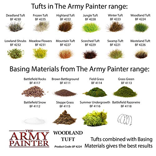 The Army Painter - Battlefield Tufts - Terrain Model Kit for Miniature Bases and Dioramas - Woodland Tuft - 77 Pcs 3, Sizes