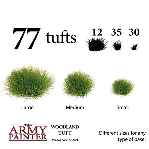 The Army Painter - Battlefield Tufts - Terrain Model Kit for Miniature Bases and Dioramas - Woodland Tuft - 77 Pcs 3, Sizes