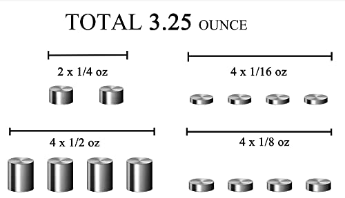 3.25 OZ Cylindrical Tungsten Weight for Derby Pine Race Wood Car, 14 Pieces Multiple Size Incremental Weight to Optimize Your Car Speed