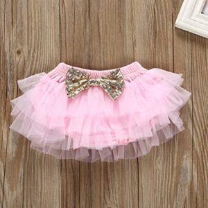 Baby Girl Unicorn Outfit Infant Sparkle 1st Birthday Romper+Tutu Princess Skirt Dress Bow Headband Skirt Sets (White, 0-6 Months)