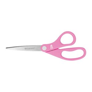 westcott 15387 8″ pink ribbon stainless steel scissors, 8 w in