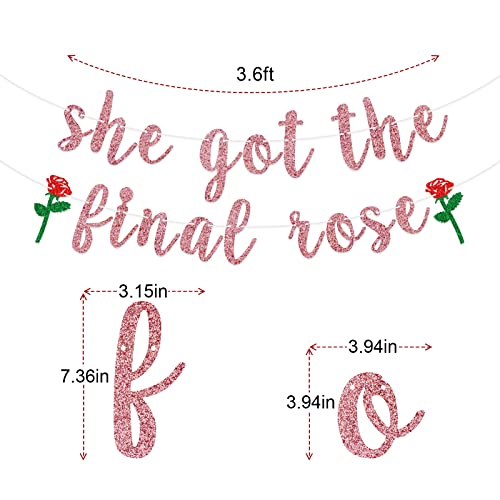 She Got The Final Rose Banner, The Bachelor Themed Banner, Glitter Bachelorette, Bridal Shower, Engagement, Wedding Decorations , Rose Gold Glitter