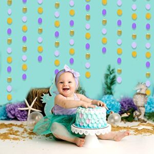 4pcs Purple and gold Garland Circle Dots Party Hanging Decorations for Birthday Wedding, Baby Shower, Classroom Candyland purple