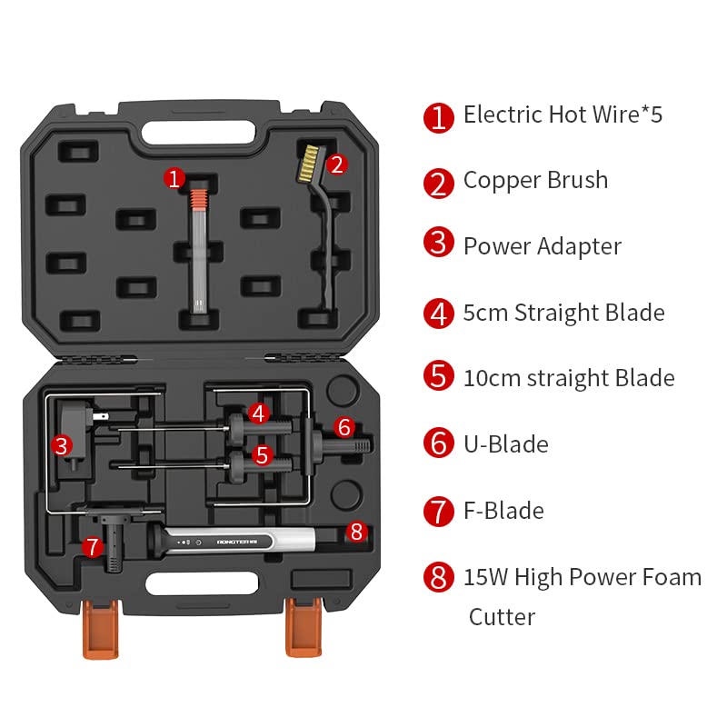 RONGTER 4 in 1 Hot Wire Electric Foam Cutter kit, Styrofoam Cutting Tool 15W/ 6V with Case, Heated Foam Carving Knife Kit