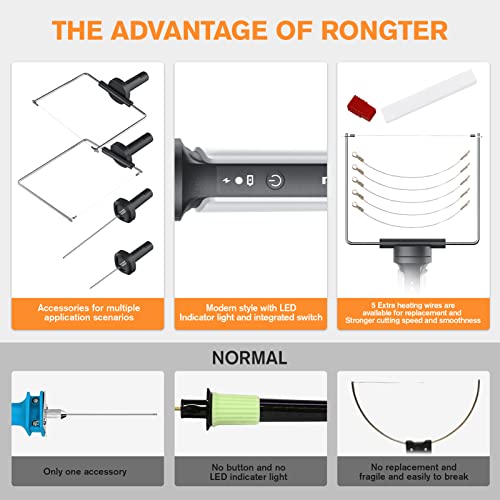 RONGTER 4 in 1 Hot Wire Electric Foam Cutter kit, Styrofoam Cutting Tool 15W/ 6V with Case, Heated Foam Carving Knife Kit