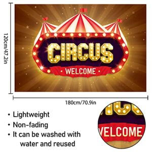 Welcome Circus Backdrop Banner Decor Brown - Red White Striped Tent Carnival Theme Party Decorations for Girls Boys Supplies