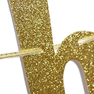 Happy 10th Birthday Glitter Garland Banner-Happy 10th Birthday Party Supplies (Gold & Blue)