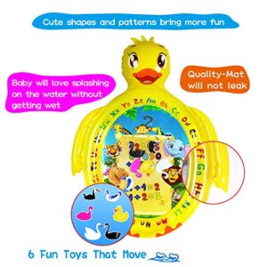 SUNSHINE-MALL Duck Baby Water mat, Tummy Baby Toys, Inflatable Play Mat Water Cushion Baby Toys, Fun Early Development Activity Play Center for Newborn (91 x 71 cm)