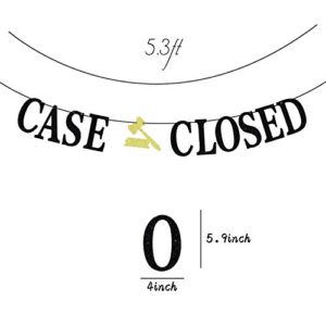 Black Glitter Case Closed Banner - Congrats Lawyer Graduation Bunting Sign - Law School Grad Party Decorations Supplies - Graduation Party Backdrop