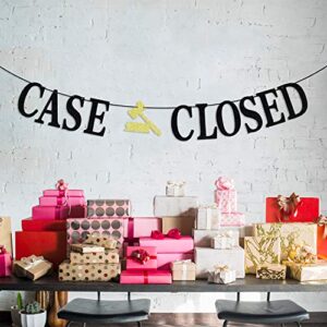 Black Glitter Case Closed Banner - Congrats Lawyer Graduation Bunting Sign - Law School Grad Party Decorations Supplies - Graduation Party Backdrop