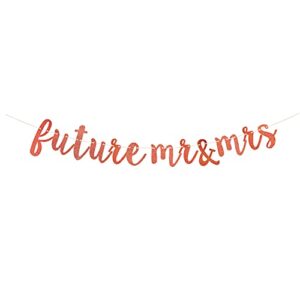 future mr & mrs banner rose gold glitter banner bridal shower engagement party supplies already strung banner paper rose gold risehy