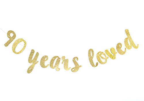 90 Years Loved Banner - Happy 90th Birthday / Wedding Anniversary Party Decorations