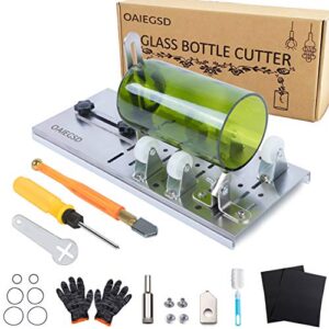 oaiegsd glass bottle cutter, glass cutter for bottles for cutting wine, beer, mason jars, whiskey, round and oval bottles, bottle cutter & glass cutter bundle for diy project crafts