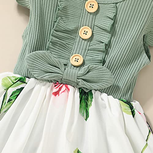 VINUOKER Toddler Girl Summer Floral Dress Baby Girls Sundress Girls Casual Clothes Beach Seaside Dress for Kids Little Girls Clothes Green