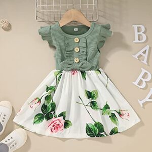 VINUOKER Toddler Girl Summer Floral Dress Baby Girls Sundress Girls Casual Clothes Beach Seaside Dress for Kids Little Girls Clothes Green