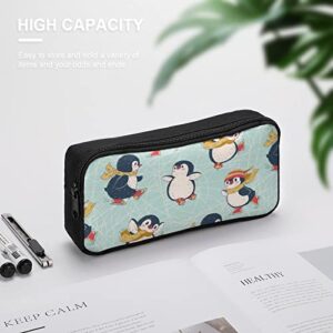 Cute Penguins Pencil Case Stationery Pen Pouch Portable Makeup Storage Bag Organizer Gift