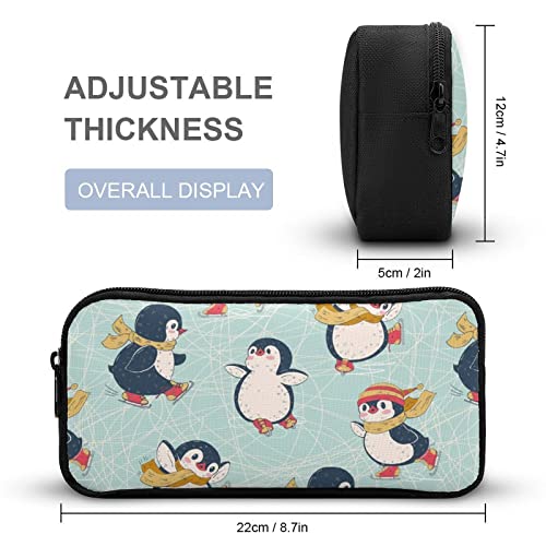 Cute Penguins Pencil Case Stationery Pen Pouch Portable Makeup Storage Bag Organizer Gift