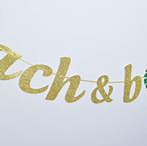 Bach & Boozy Palm Leaf Glitter Gold Banner, Bachelorette Party Banner, Bachelorette Decorations (Gold)