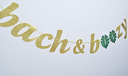 Bach & Boozy Palm Leaf Glitter Gold Banner, Bachelorette Party Banner, Bachelorette Decorations (Gold)