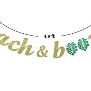 Bach & Boozy Palm Leaf Glitter Gold Banner, Bachelorette Party Banner, Bachelorette Decorations (Gold)