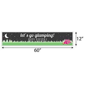 Big Dot of Happiness Let's Go Glamping - Camp Glamp Happy Birthday Decorations Party Banner